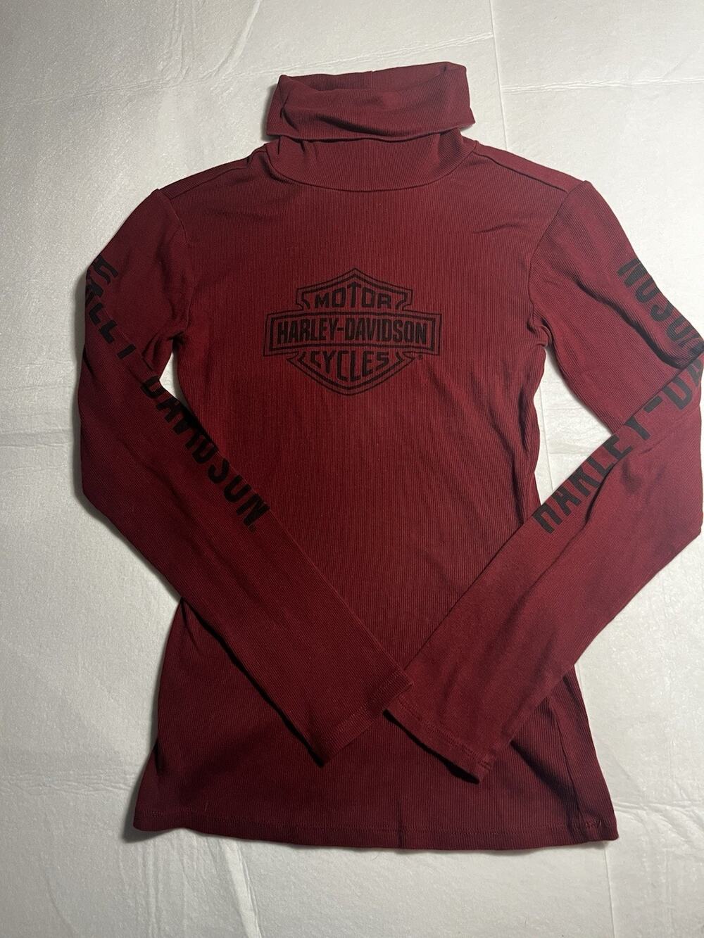 Harley-Davidson Women’s Small Red Long Sleeve Turtleneck Shirt Logo Motorcycle